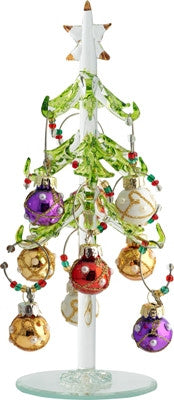 Glass Christmas Tree With Pearl Ornament Wine Charms - Theholidaybarn.com