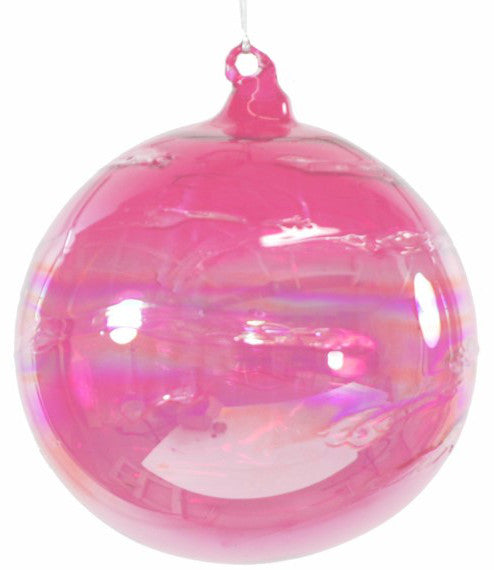 Jim Marvin Iridescent Candy Pink Art Glass Ball Ornaments Theholidaybarn Com