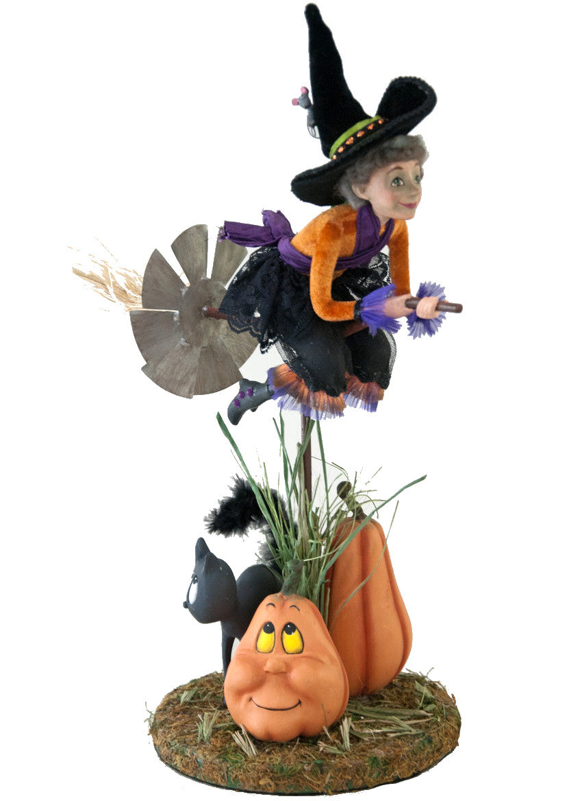 Katherine's Collection Belinda Witch on Broom Figurine | Halloween ...