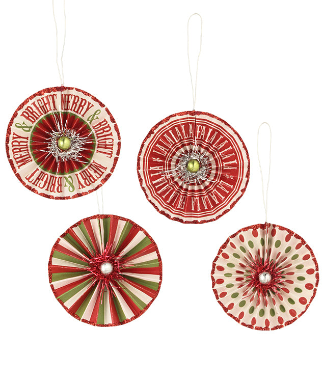 Merry & Bright Rosette Ornaments - TheHolidayBarn.com