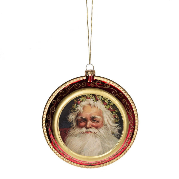 Old Fashioned Santa Disk Ornament | Traditional Christmas Decorations ...
