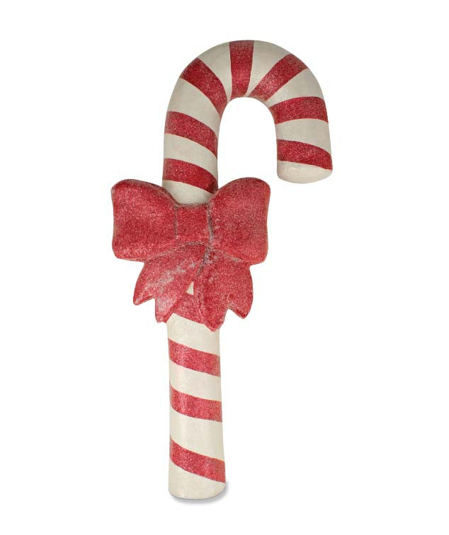 Paper Mache Candy Cane with Bow Bethany Lowe Christmas - TheHolidayBarn.com