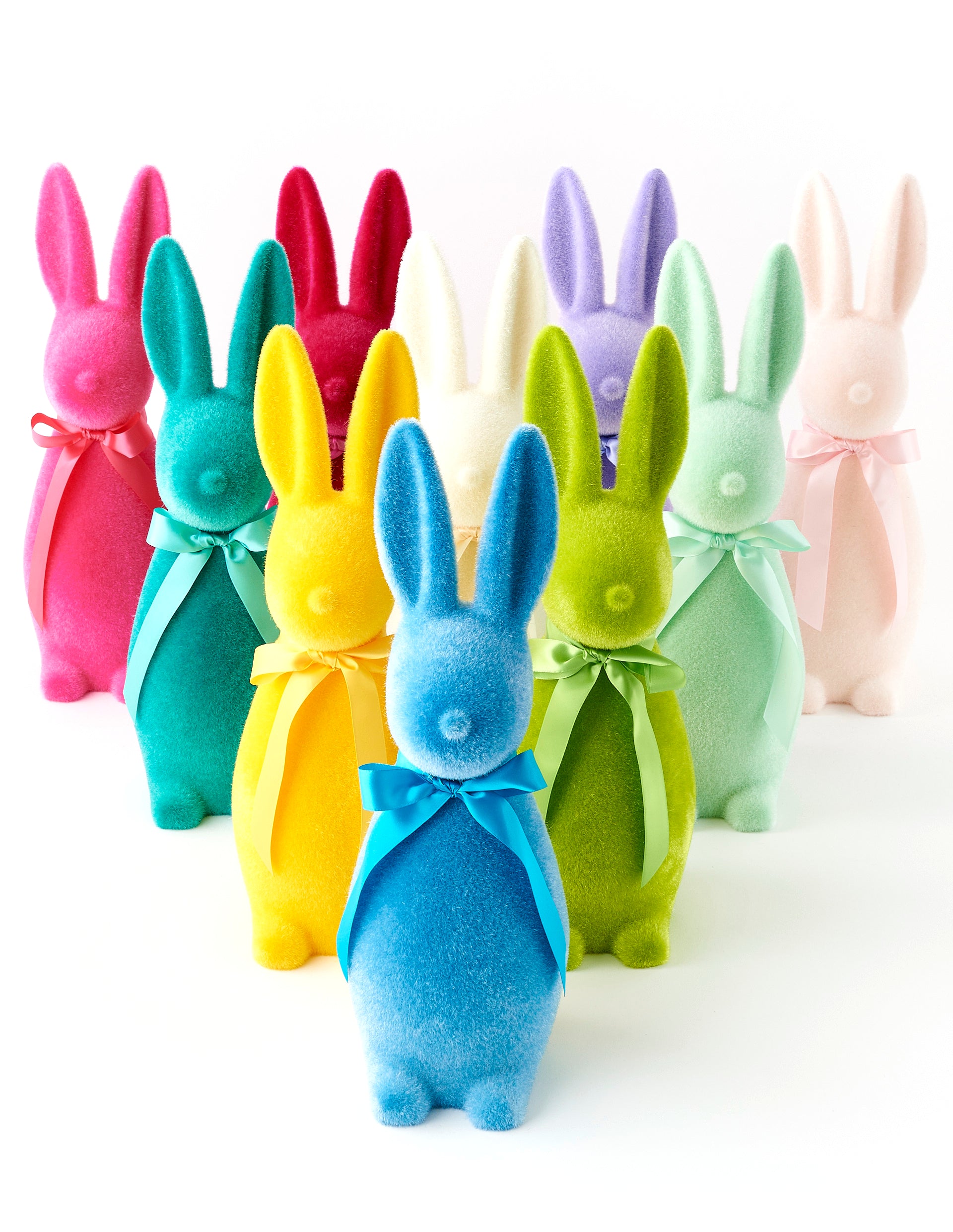 Pop Of Color Flocked Bunny Rabbits 10 Colorful Easter Decor
