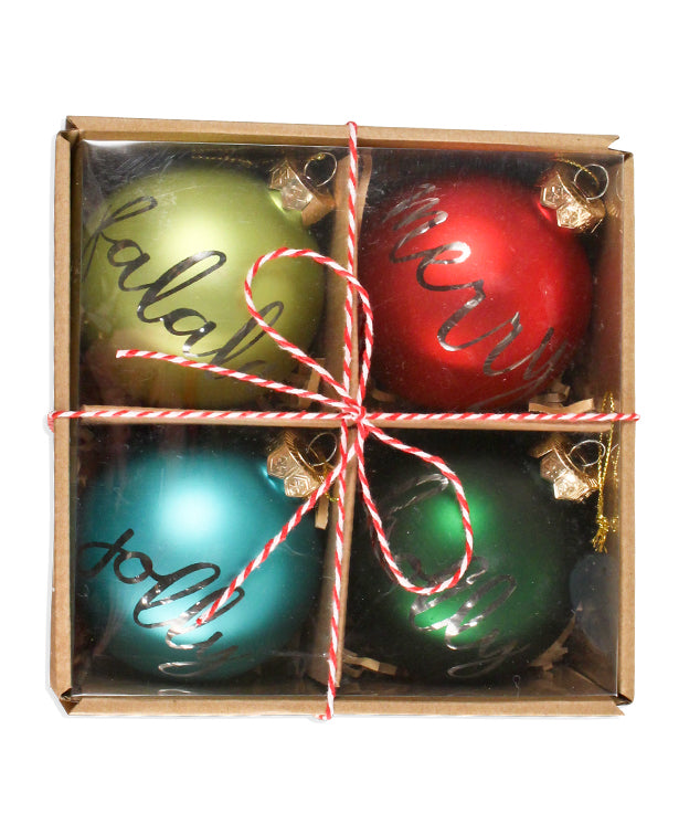 Retro Holiday Greetings Ball Ornaments - TheHolidayBarn.com