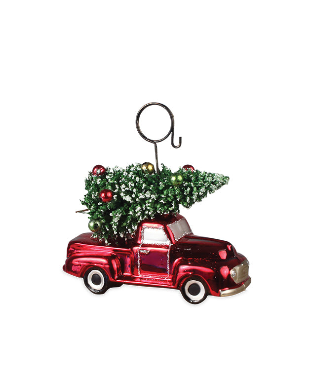 Retro Red Truck Place Card Holder | Truck with Christmas Tree ...