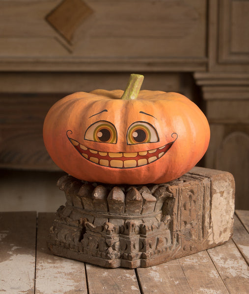 Smiley Jackie Paper Mache Pumpkin | Bethany Lowe Halloween ...