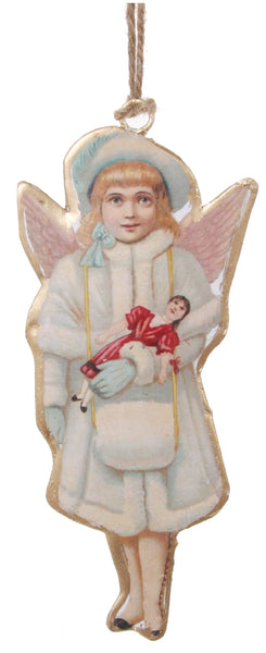 Victorian Girl Christmas Angel Ornament | Girl in Fur Coat with Doll ...