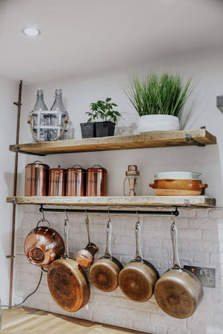 reclaimed scaffold board shelving