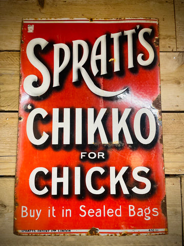 spratts chikko for chicks vintage sign