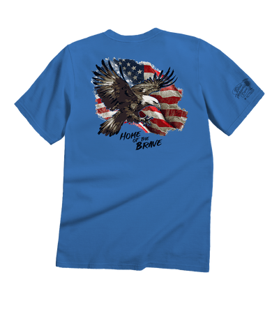 Brave Eagle Flag - Blue Hawaii Dyed Short Sleeve Crewneck T-Shirt