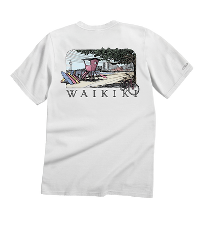 Waikiki Beach - White Short Sleeve Crewneck T-Shirt