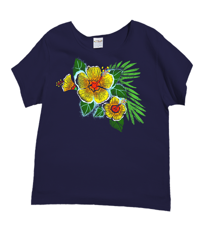 Hibiscus Dream - Grape Dyed Short Sleeve Scoop Neck T-Shirt