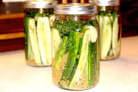 Dill pickles in jar