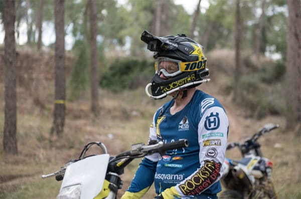 dirt biker wearing helmet