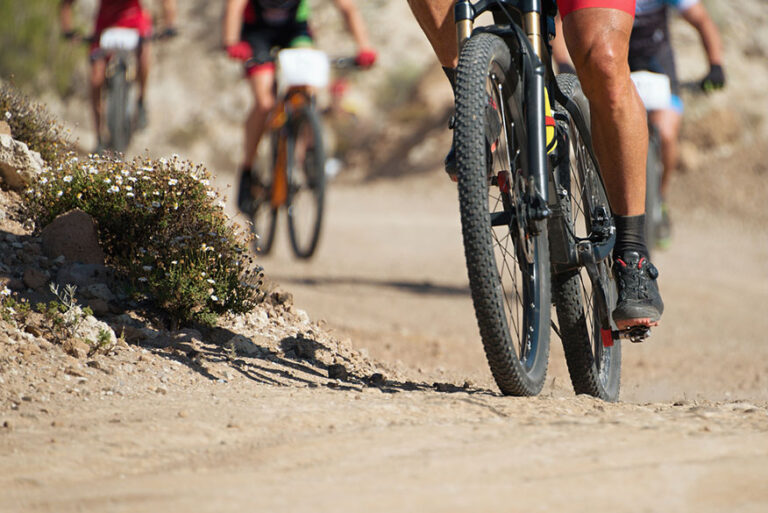 Mountain bikes in a competition