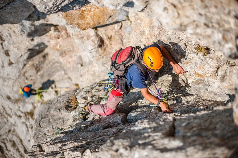 Team of climbers on the rock.