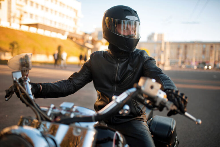 biker in leather jacket