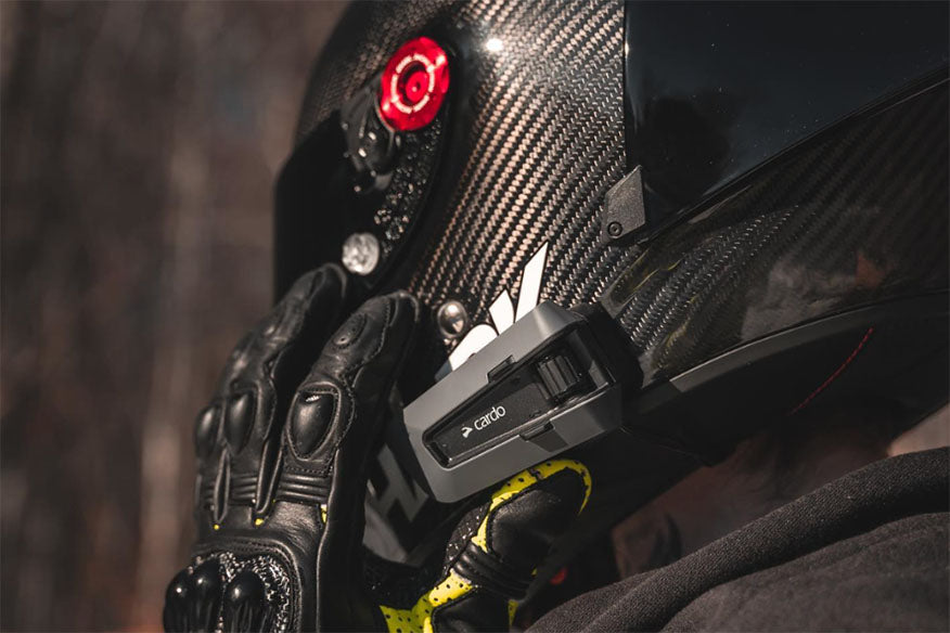 cardo bluetooth device on helmet