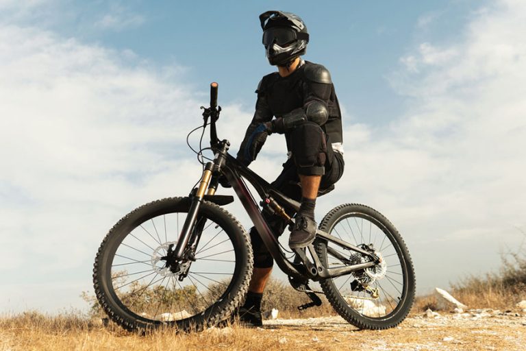 downhill rider fully equipped