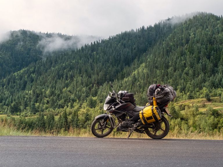 motorcycle with luggage