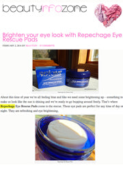 Beauty Info Zone screenshot with Brighten Your Eye Look with Repechage Eye Rescue Pads headline