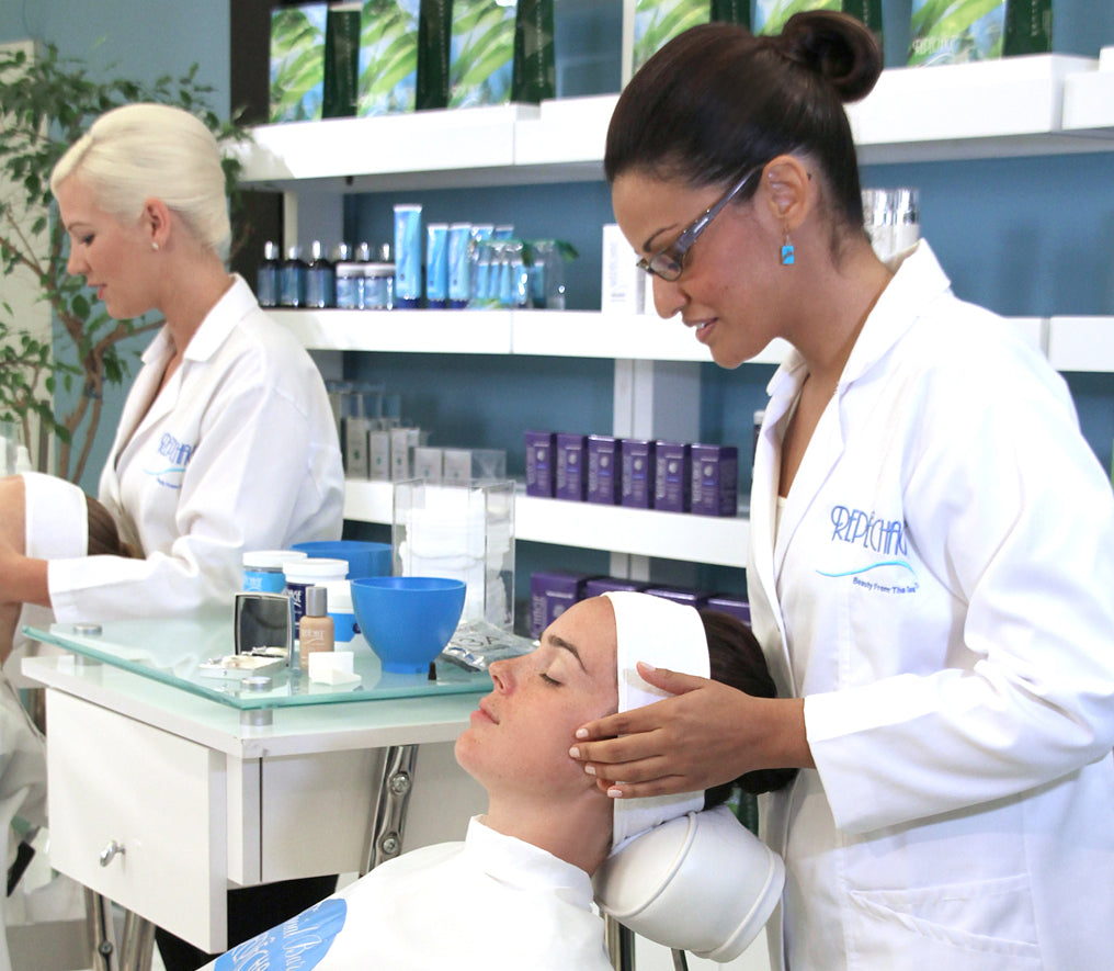 Repêchage Estheticians demonstrate the Repêchage Facial Bar Concept at the Lydia Sarfati Post-Graduate Skin Care Academy at Repêchage Headquarters, Secaucus, NJ