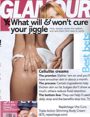 Glamour magazine cover with What will and won't cure your jiggle headline