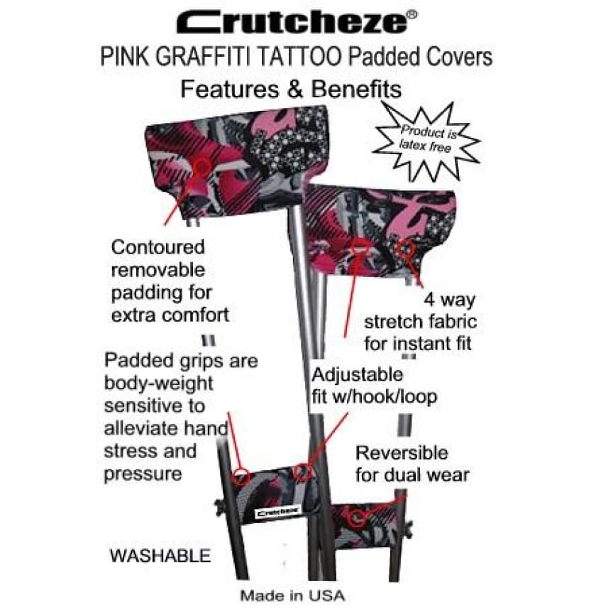 CRUTCHEZE CRUTCH BAG - PINK GRAFFITI TATTOO  Cool Crutches by Jackie,  Classy Canes by Jackie, Wheely Cool Stuff 
