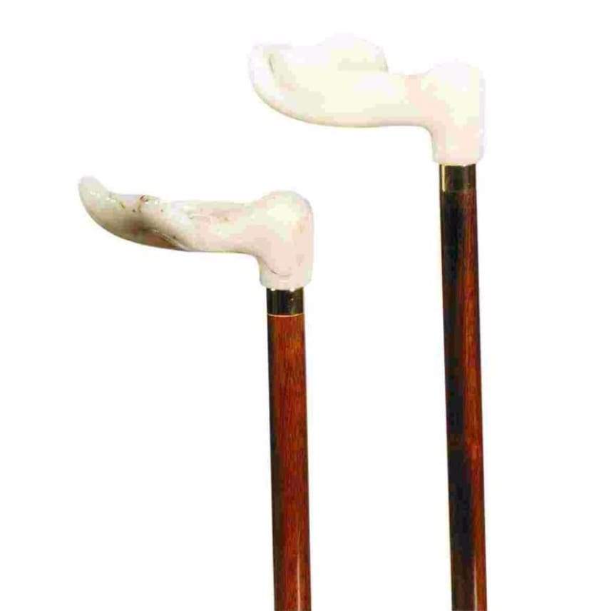 White Marbilized Palm Grip Cane