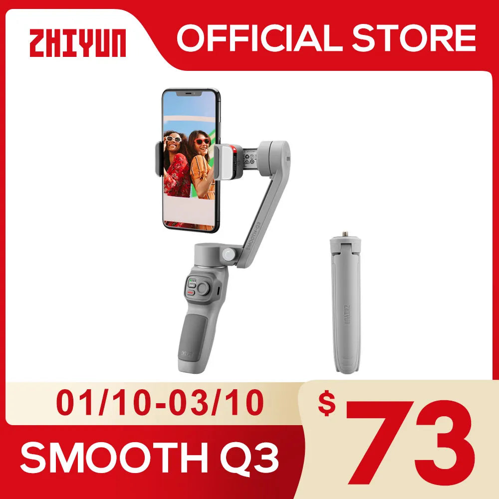 ZHIYUN Official SMOOTH Q3 Gimbal Smartphone 3-Axis Phone Gimbals Portable Stabilizer for iPhone 14 pro max/Xiaomi/Huawei