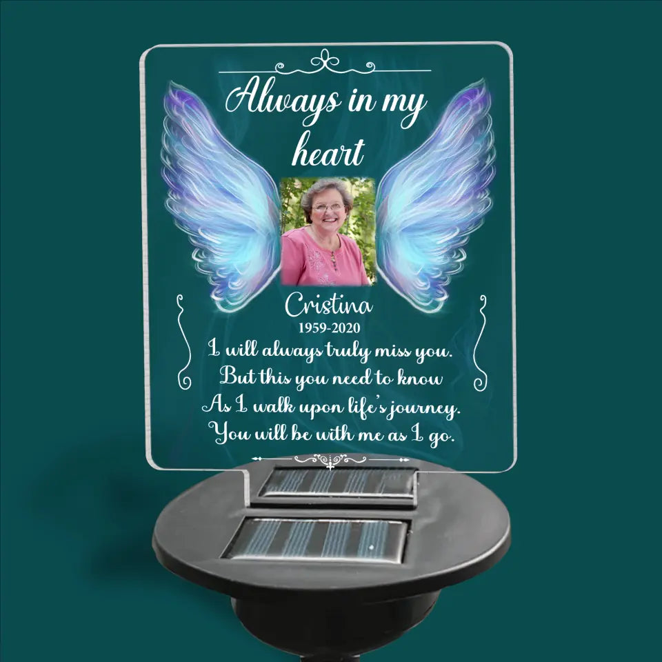 Always In My Heart I Will Always Truly Miss You - Personalized Solar Light, Memorial Gift