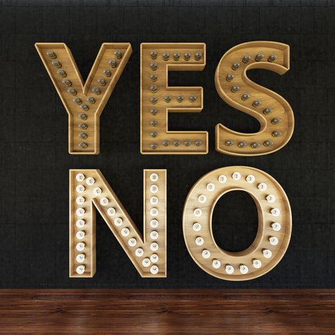 The words yes and no - no is lit up. 
