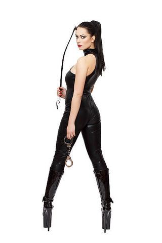 A dominatrix with her riding crop.