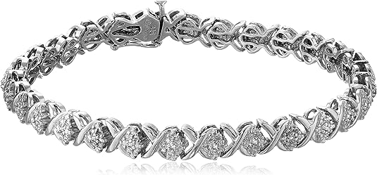Amazon Collection Plated Sterling Silver Diamond X-Link Bracelet