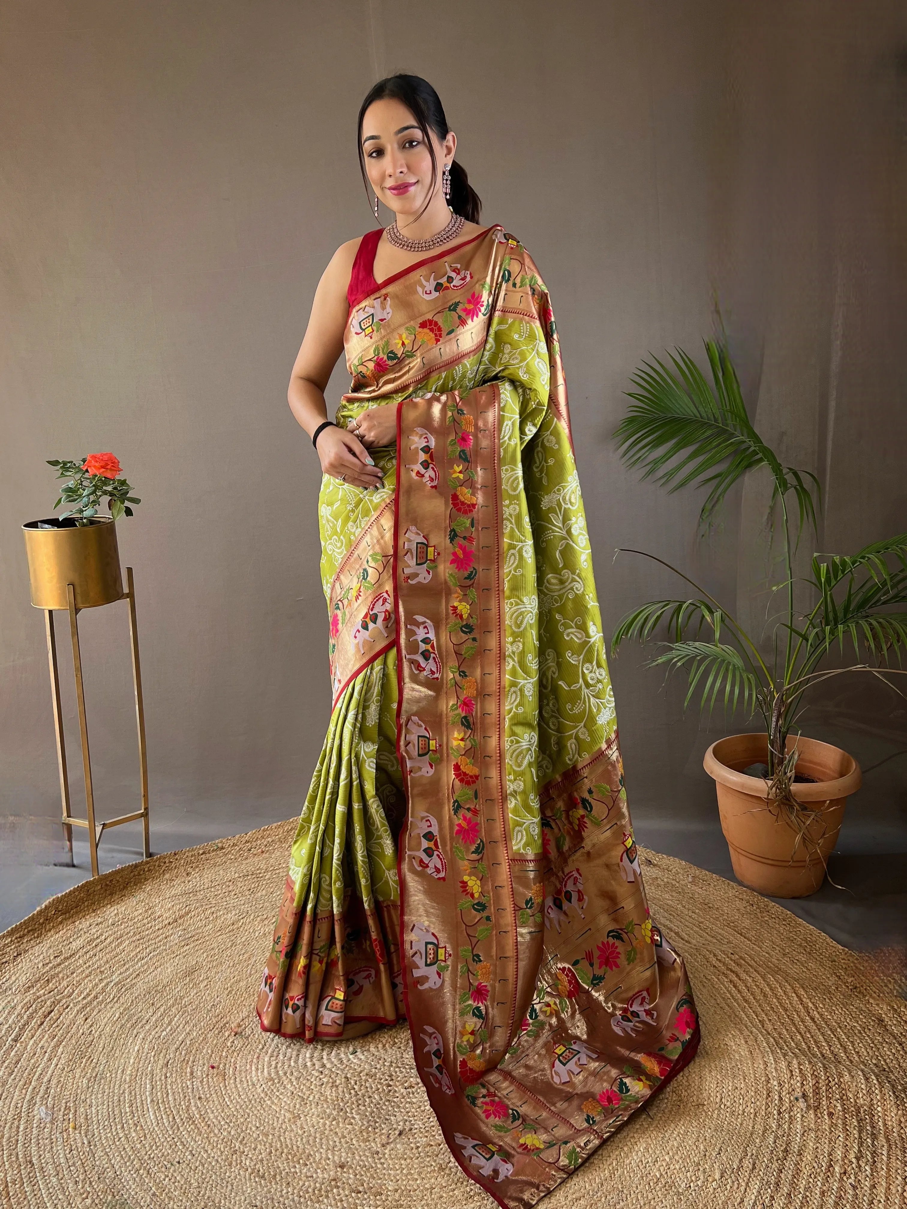 Beautiful Lucknowi Concept Weaving Saree with Paithani and Patola Fusion (Product Code: AS-19)