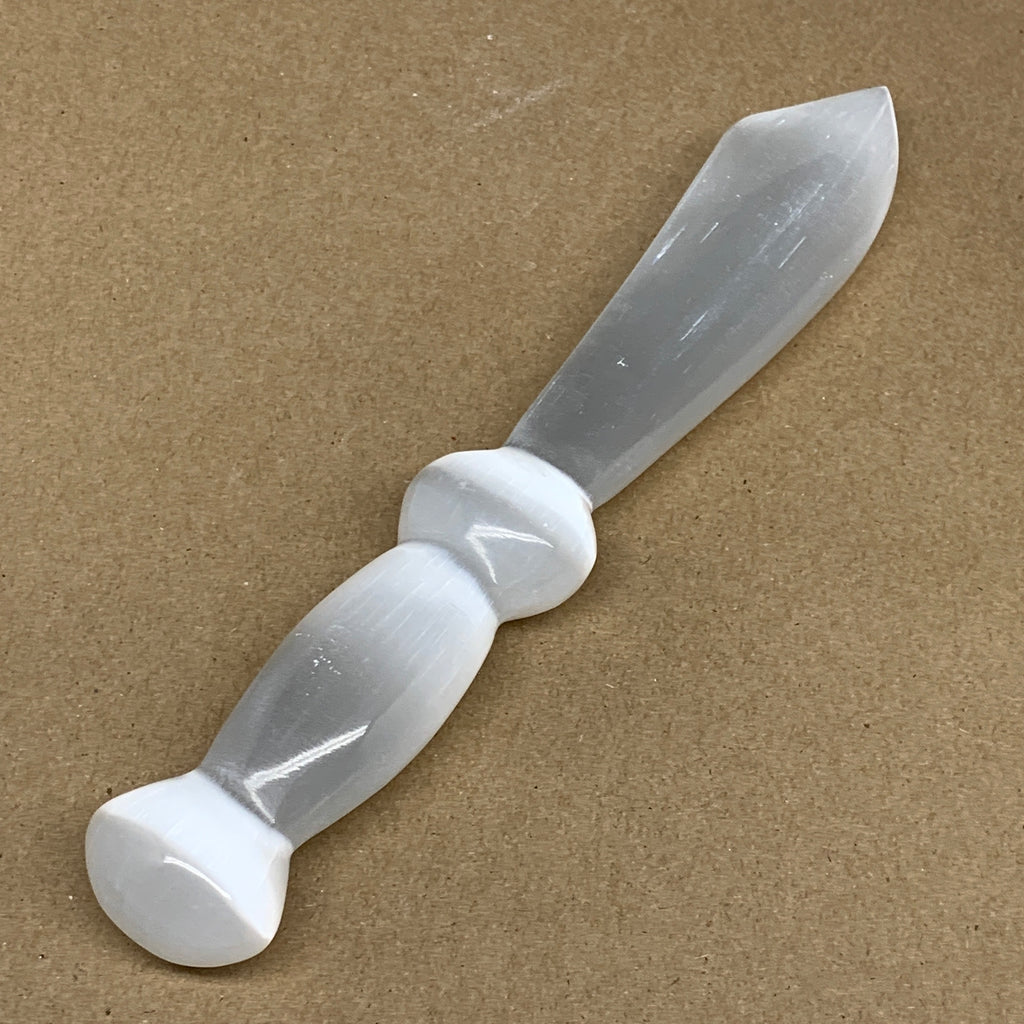 196.8g,8.7"x1.4"x0.9"Natural Selenite Crystal Knife (Satin Spar) @Morocco,B9169