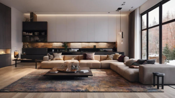 Dark colored rugs add warmth to the room in winter season