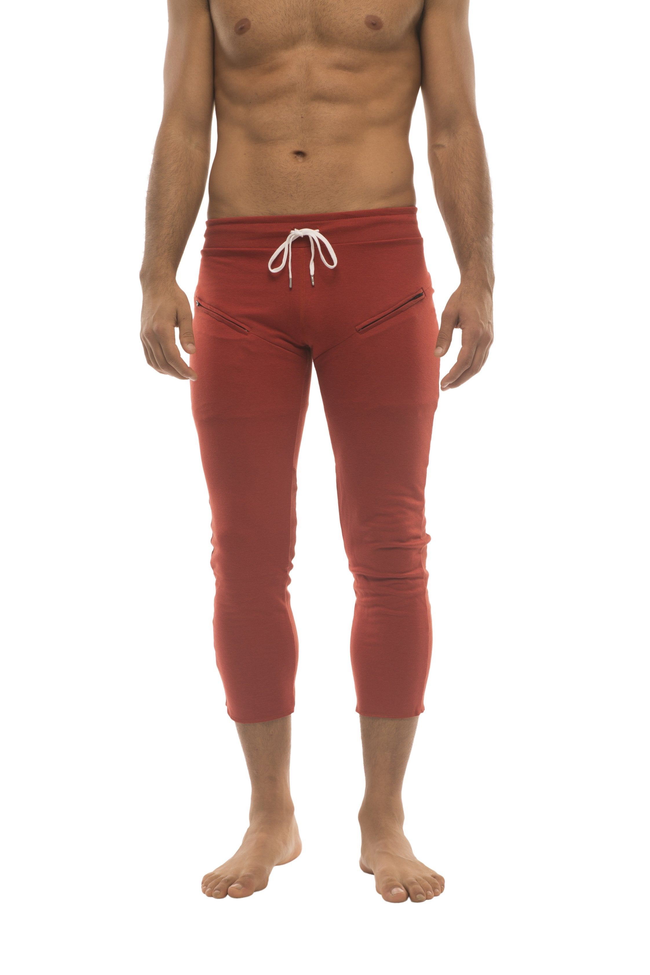 Mens 4/5 Zipper Pocket Capri Yoga Pants 