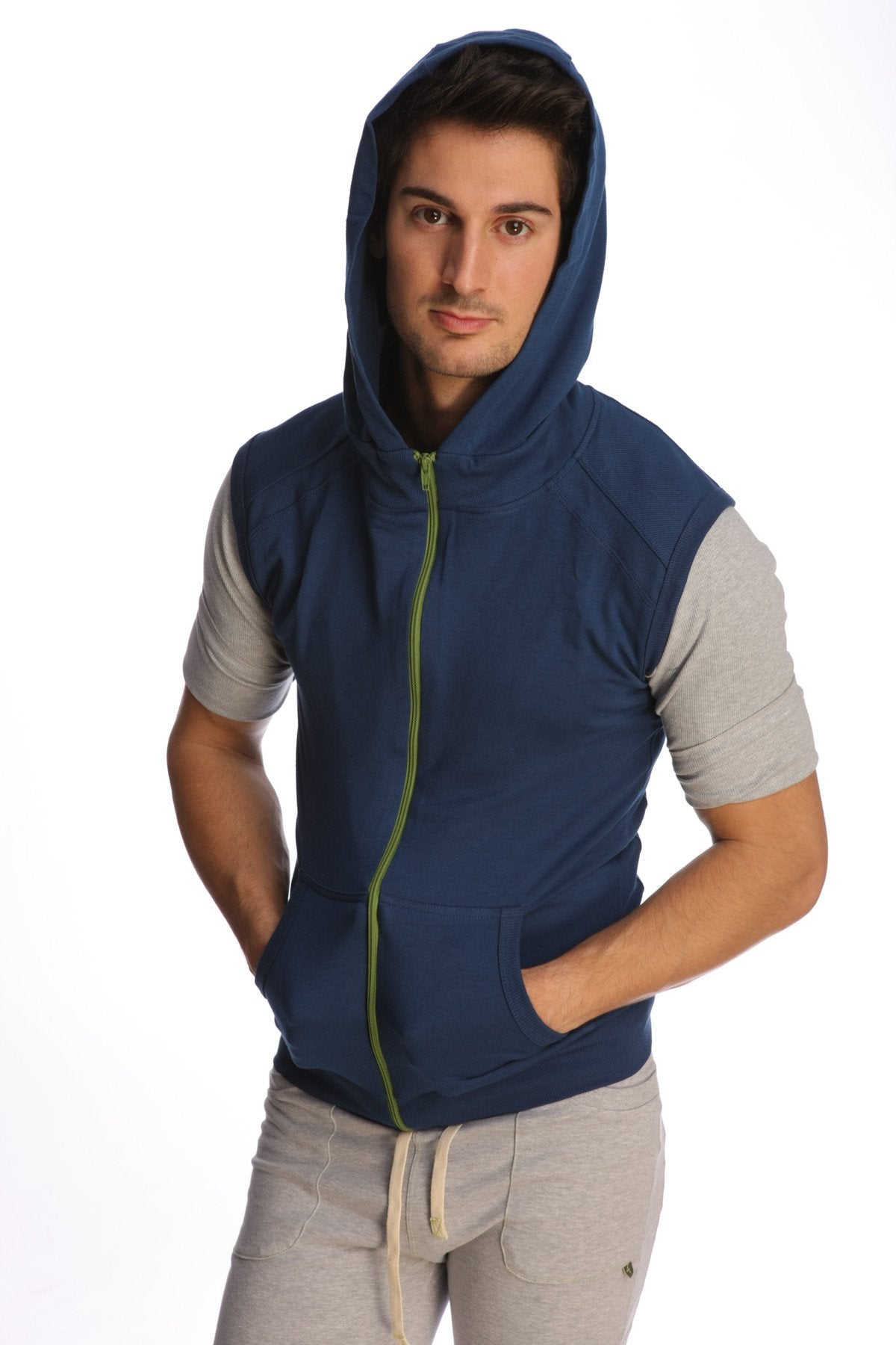 royal blue sleeveless hoodie