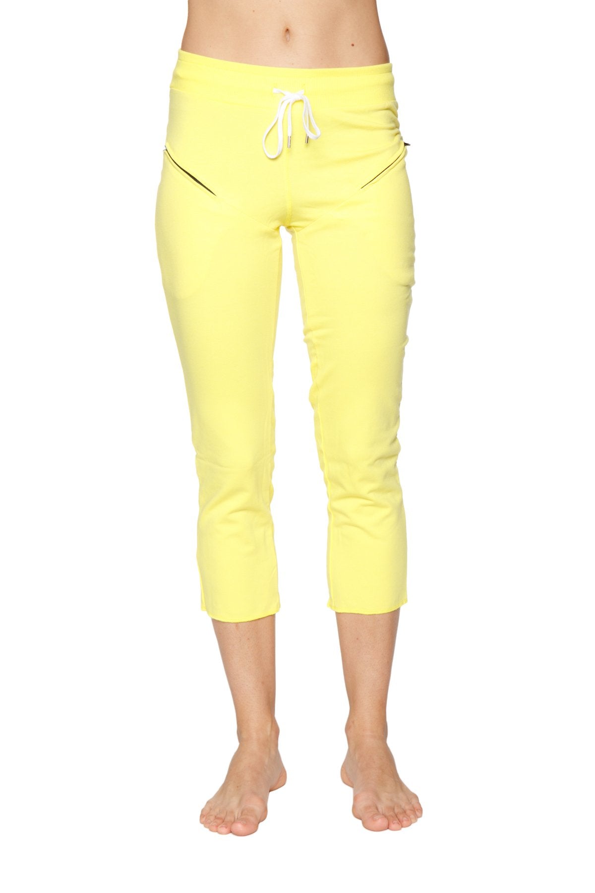 Women's 4/5 Length Zipper Pocket Capri Yoga Pant (Tropic Yellow) - 4-rth