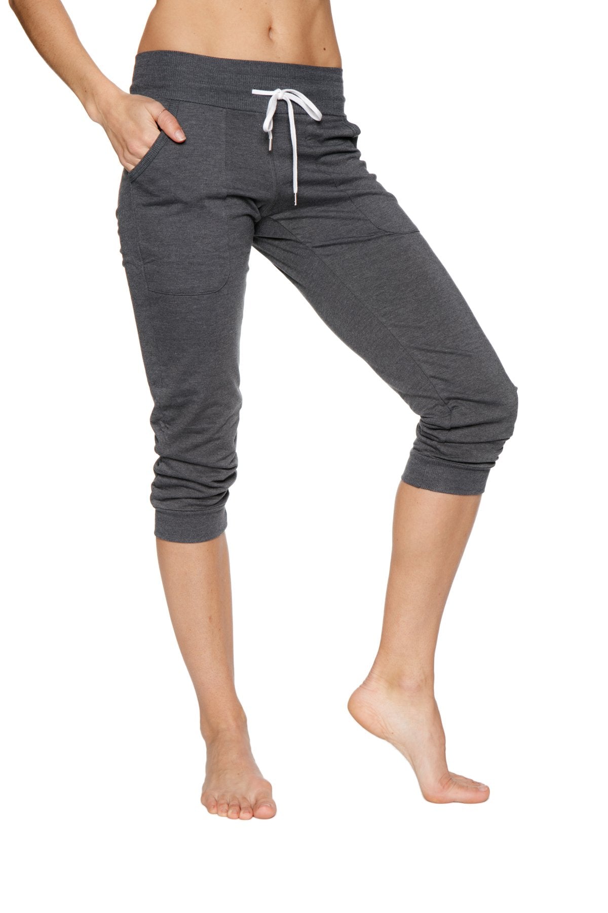 Women's Cuffed Jogger Yoga Pant (Solid Charcoal) - 4-rth