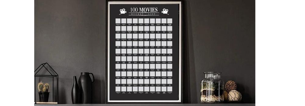 a 100 tile scratch poster for a bucket list of movies