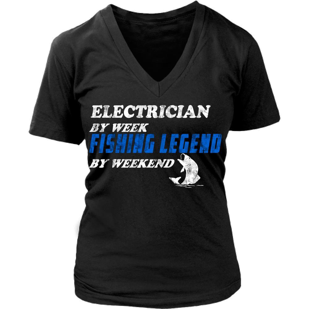 honderd Wind tong Electrician T Shirt - Electrician by week fishing legend - Teelime | Unique  t-shirts