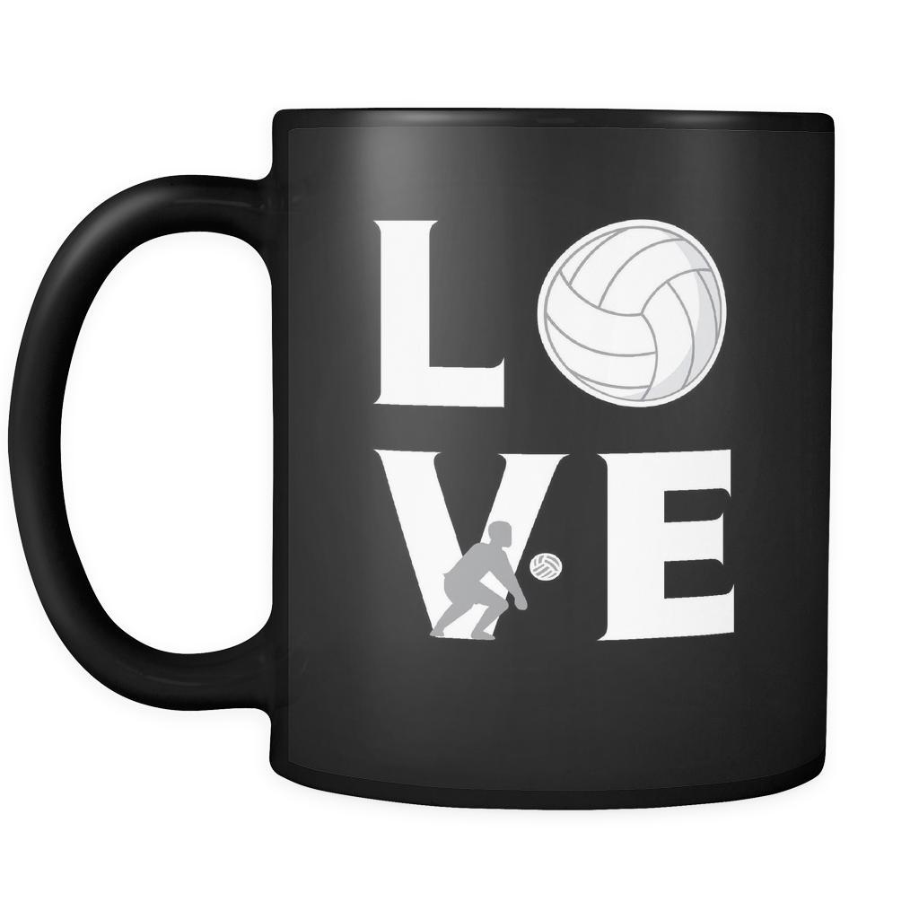 Volleyball - LOVE Volleyball - 11oz Black Mug - Teelime | Unique t-shirts