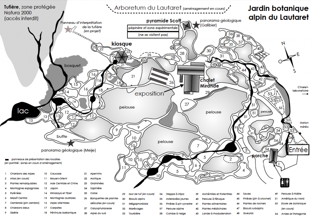 plan jardin botanique alpin - col du Lautaret