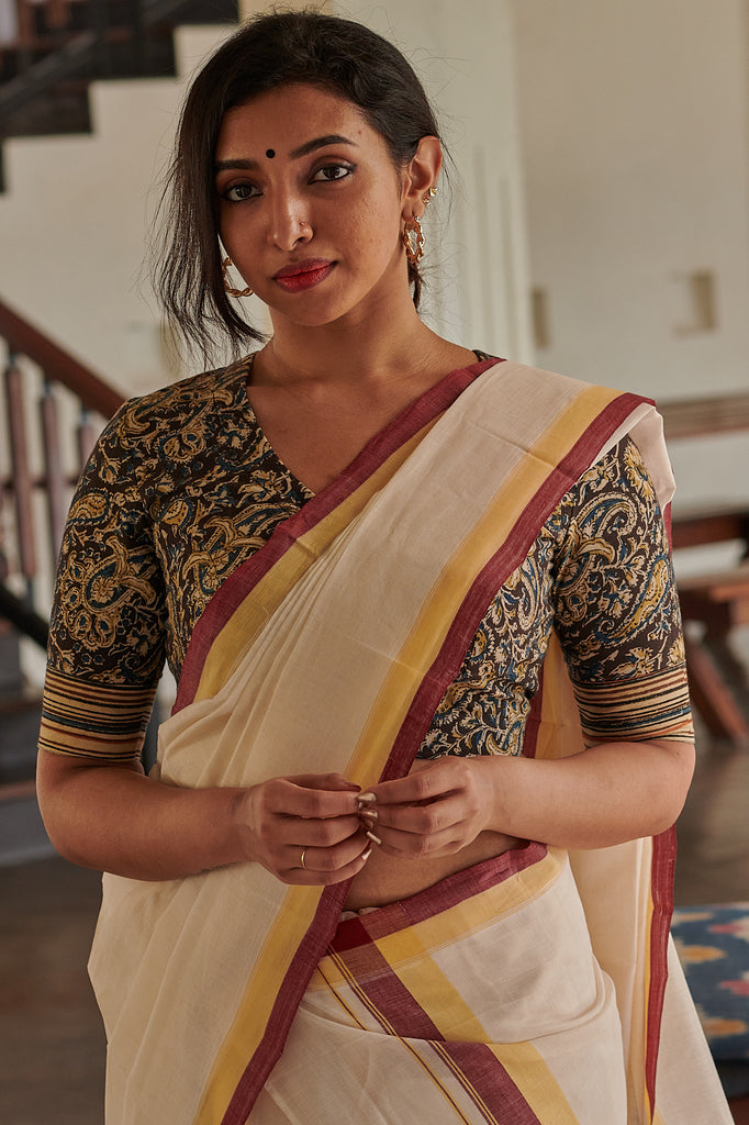 Mundu Blouse Kerala Trend Alert Styling The Kerala Kasavu Saree