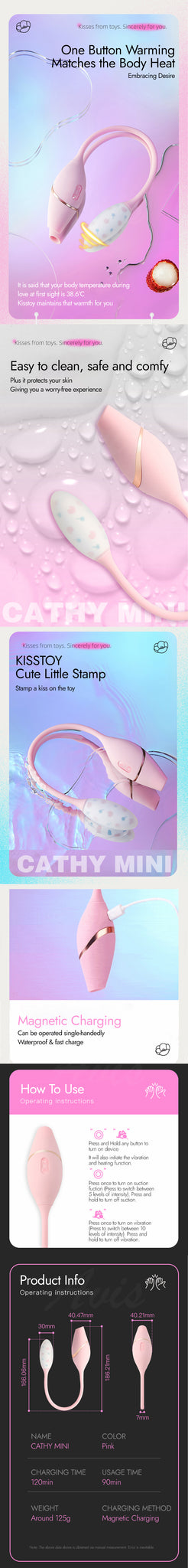 pink-cathy  mini- sex toy-vibrator-clitoral - suction