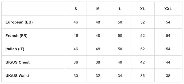 European Standard T Shirt Size Chart