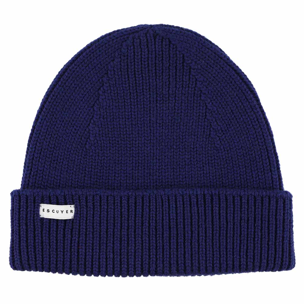 blue ribbed beanie