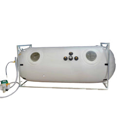 newtowne hyperbarics c4 40 inch diameter hyperbaric chamber with oxygen concentrator on a white background
